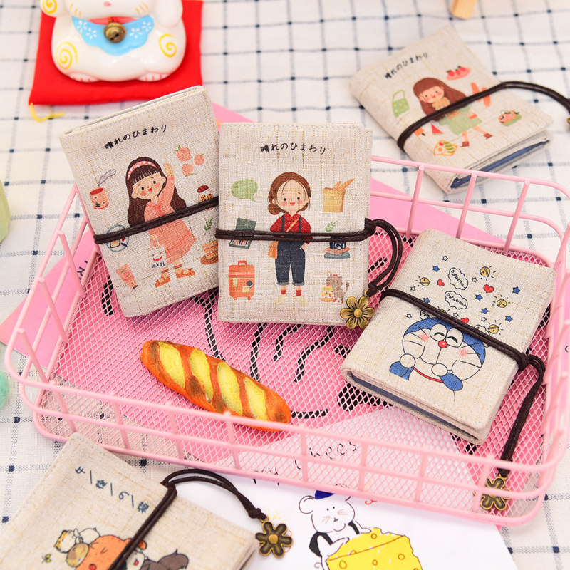 Original Japanese cotton canvas exquisite small size card package female students cute bank card card set