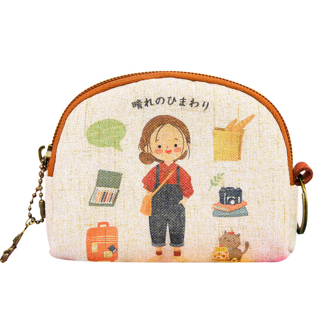 Korean Cartoon Coin Purse Women's Small Mini Canvas Art Cute Key Bag Coin Bag Student Wallet Short Style