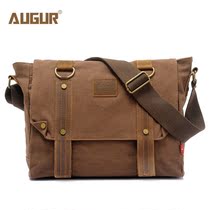  AUGUR fashion trend zipper canvas bag mens shoulder bag messenger bag retro horizontal student school bag
