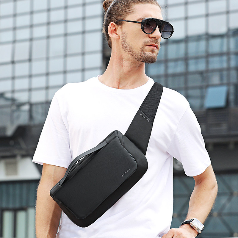 BANGE men's chest bag messenger shoulder bag sports running casual fashion mini zipper trendy bag