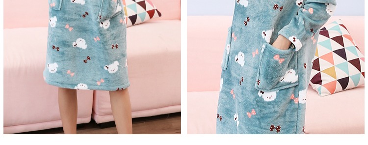 Đồ ngủ nhung san hô phụ nữ mùa thu và mùa đông kích thước lớn chất béo dày mm váy ngủ flannel ấm áp trong phần dài cộng với nhung lỏng váy xuông