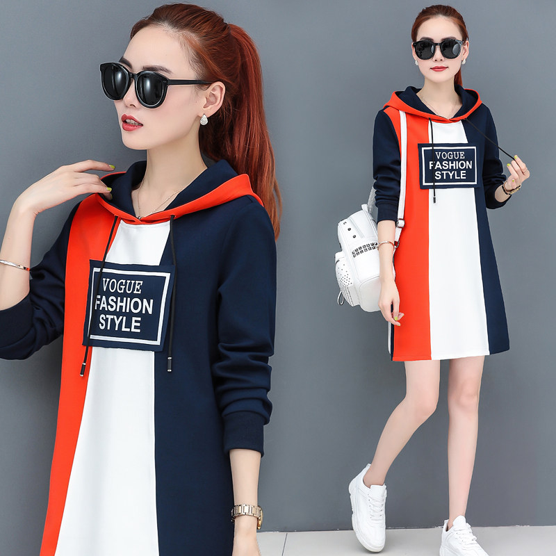 Sweater women's 2021 early autumn new women's fashion Korean version loose medium and long version hooded jacket women's autumn top