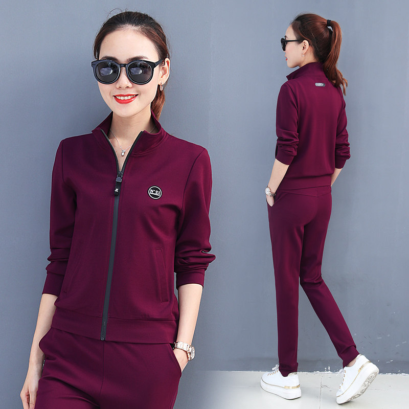 Sports Suit Women Leisure Two Style Autumn Winter Han Editions Fashion Loose Plus Suede Thickened Brands Foreign Running Clothes
