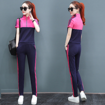 Short-sleeved sports suit womens summer 2021 new Korean version trendy teacher garden clothes casual two-piece summer suit