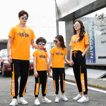 Parent-Child outfit a family of three summer suits four suits summer short sleeves summer Foreign style fashion trousers school uniforms performance uniforms