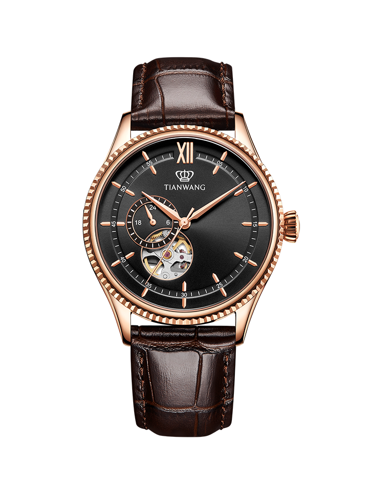 Tianwang Watch Fashion Skeleton Men's Mechanical Watch 51154 Retro Genuine Leather Business Men's Watch Gift for Boyfriend