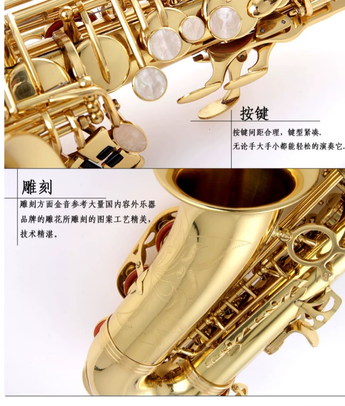 Nhạc cụ vàng Người mới bắt đầu Saxophone Saxophone E-phẳng JYAS-E100G Điện di Vàng - Nhạc cụ phương Tây