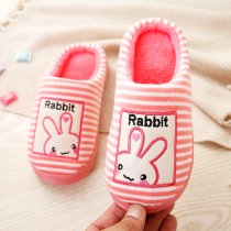 Childrens cotton slippers bag with girls cartoon cute rabbit childrens slippers autumn and winter boys warm soft bottom non-slip