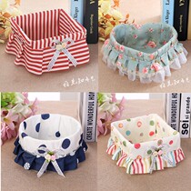 Pastoral fabric desktop storage box cosmetics storage basket fabric storage basket woven basket rattan storage basket