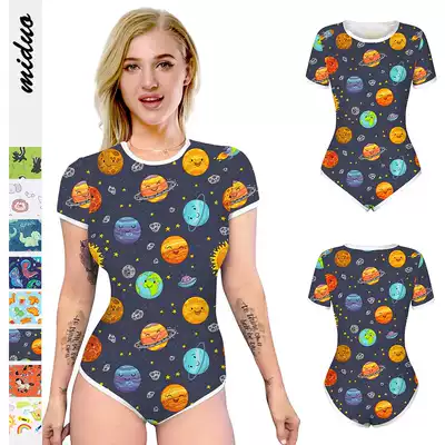 ABDL adult baby Ha Yi youth Tibetan planet crawling clothes adult short sleeve triangle jumpsuit