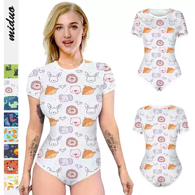 ABDL adult baby Ha clothing youth White Rabbit squirrel one-piece crawling suit adult short sleeve triangle jumpsuit