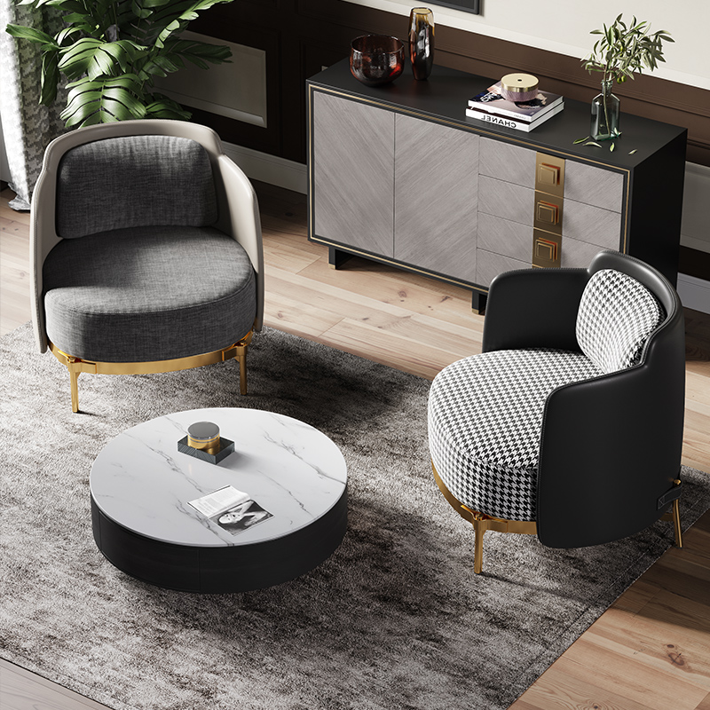 Light luxury single sofa chair Nordic modern living room leisure chair Internet celebrity hotel beauty salon reception table and chair combination