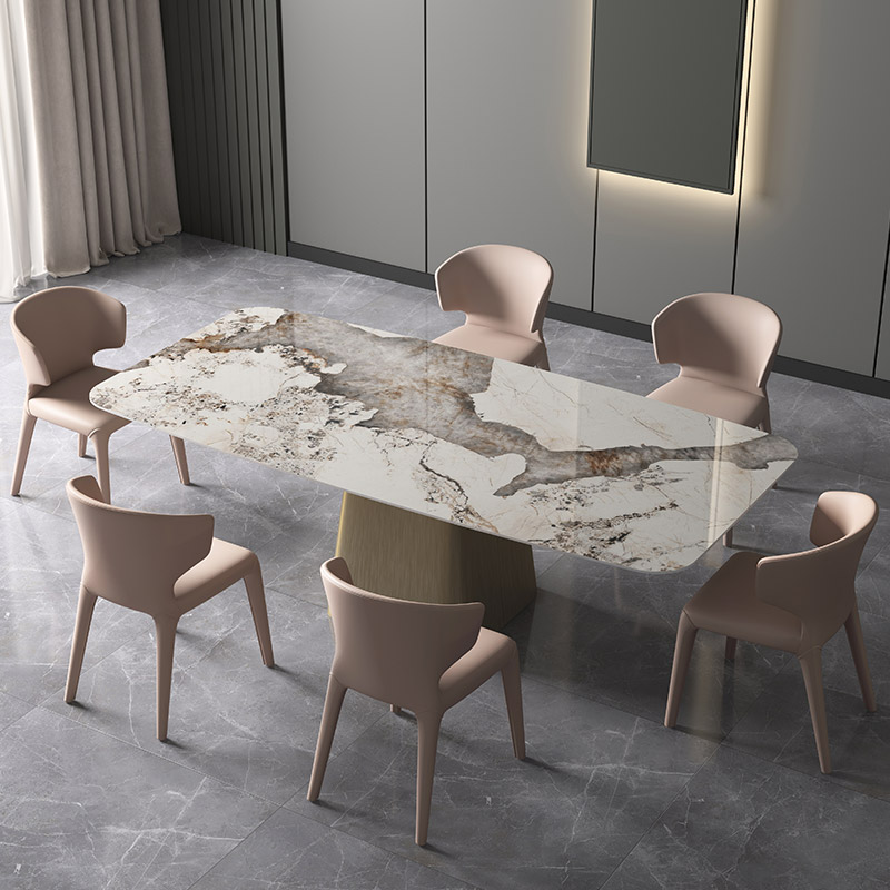 Fancy upscale light extravagant designer Nordic rock plate table chairs combined home small family modern minimalist square-Taobao