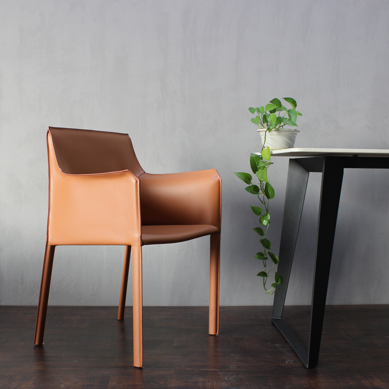 Fashion Casual Armchair Dining Chair Modern Minima Saddle Hard Leather Restaurant Hotel Chair Nordic Design Style-Taobao