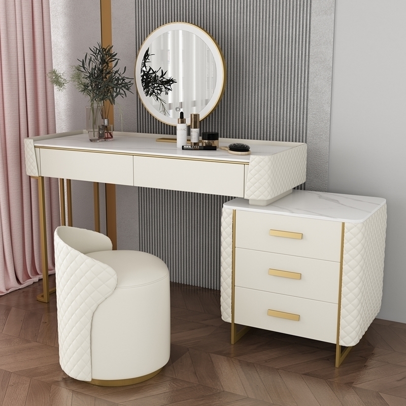 Modern minimalist solid wood dressing table storage cabinet integrated ins wind dressing table 2021 new light luxury dressing table