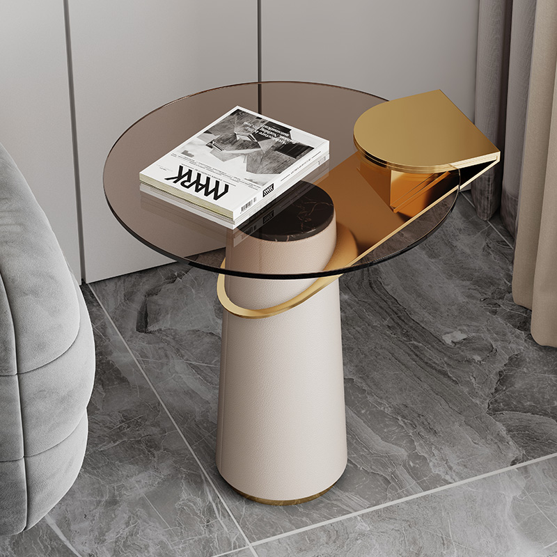 North Ester Light Lavish Living Room Round Sofa Sides A Few Tea Colors Tempered Glass Balcony Corner A Few Modern Hotels Small Tea Table-Taobao