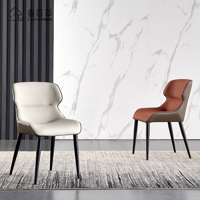 Nordic Table Backrest Chair Home Restaurant Modern Minimalist Leather Art Stool Desk Dresser with light and luxurious dining table and chairs-Taobao