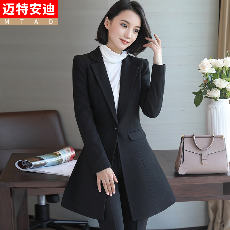 Xuân Thu nhỏ phù hợp với phụ nữ áo khoác dài vừa chuyên nghiệp váy nữ tính hiển thị workclothes mỏng phù hợp với bộ đồ nổi