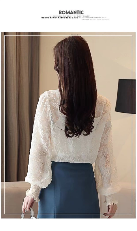 Áo thu đông 2018 nữ siêu mới mới cộng với áo nhung đáy quần nhung dài tay áo voan thời trang quần áo sơ mi nhỏ