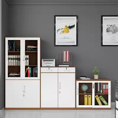 Narrow-sided file cabinet Locker Financial certificate cabinet Thin-sided file cabinet thickened iron cabinet Glass information cabinet