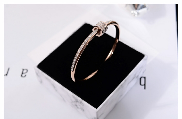 Hàn Quốc khí titan thép mạ vàng hồng 18K chic chic vòng đeo tay nữ mở vòng đeo tay cá tính trang sức thủy triều vòng tay tỳ hưu