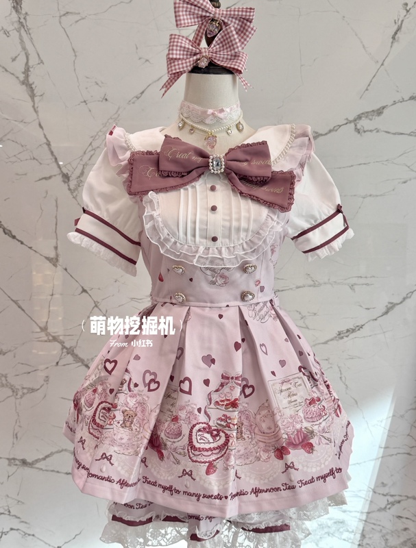 【Three Colors National Trend】Cute Japanese Brand Liz Lisa Popular Afternoon Tea Short-Sleeve Set 【Three Colors National Trend】Cute Japanese Brand Liz Lisa Popular Afternoon Tea Short-Sleeve Set