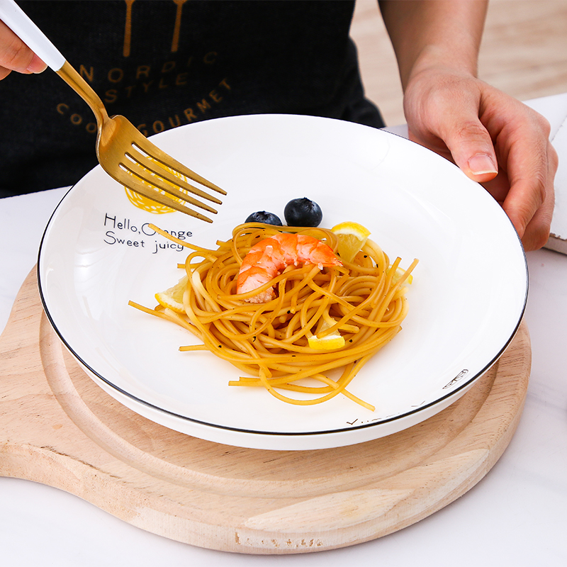 6 only 10 loaded with plates Plates Home Suit Combined Soup Dish Nordic Minimalist Ceramic Round Dinner Plate Dish