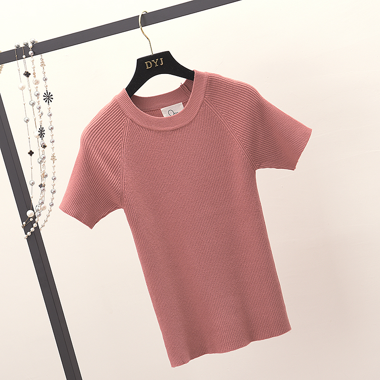 2018 mùa xuân của phụ nữ new slim đáy áo len mỏng đoạn ngắn đầu chặt chẽ ngắn tay chic áo len shop thời trang nữ