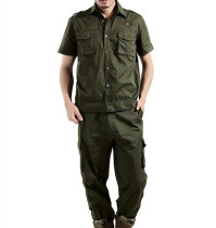 Outdoor thin cotton summer cotton work clothes washed cotton training clothes Camouflage short sleeve casual jacket suit men