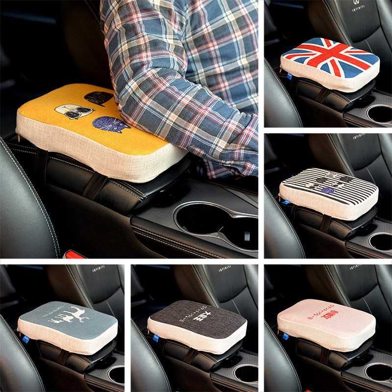 Car central armrest box cushion cover Vehicle plus height universal car memory cotton cloth art Cartoon cute