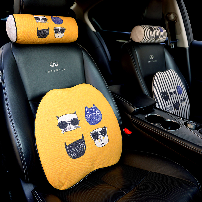 Memory cotton cartoon car supplies headrest cylindrical headrest neck pillow car cervical pillow headrest cute creativity