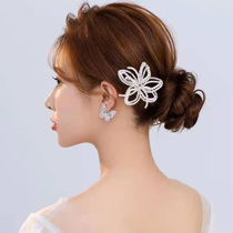 2021 bridal headdress Western texture hair accessories Japanese Korean rhinestone Pearl edge clip wedding dress with makeup photo studio