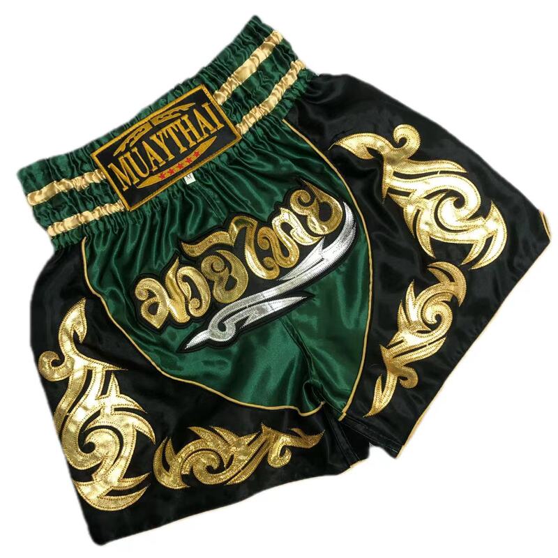 Muaythai Embroidered Boxing Satin Shorts Free Fighting Mma Men's and Women's Mixed Martial Arts Sanda Ufc Training Clothes