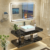 Modern light luxury bathroom cabinet combination Double marble washbasin Wall-mounted small apartment washbasin washbasin sink pool