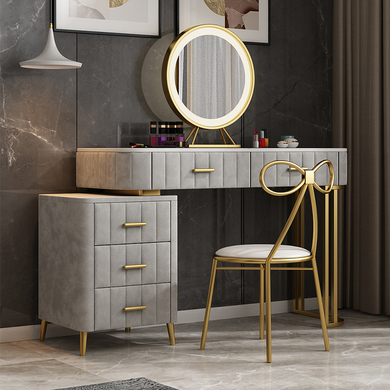 Nordic dressing table stool table and chair light luxury princess net red bedroom modern minimalist computer storage integrated ins style