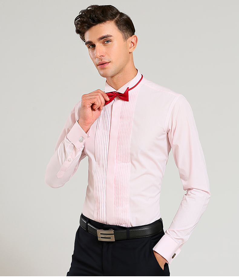 Chú rể Swallow Tie áo sơ mi áo sơ mi nam dài tay buổi tối buổi tiệc Lễ trình diễn áo sơ mi biểu diễn áo sơ mi kiểu hàn quốc