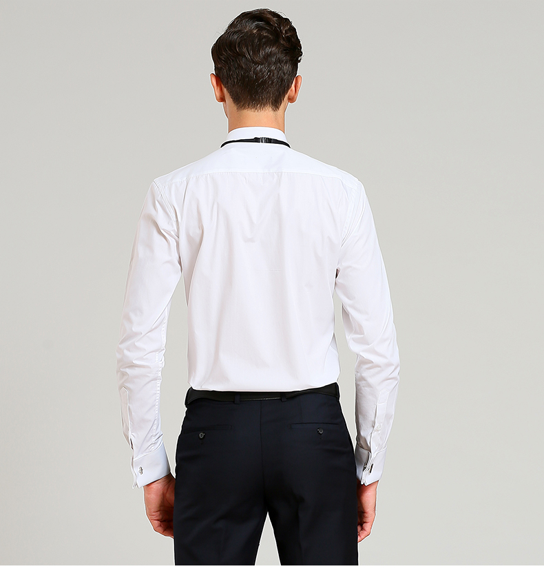 Chú rể Swallow Tie áo sơ mi áo sơ mi nam dài tay buổi tối buổi tiệc Lễ trình diễn áo sơ mi biểu diễn áo sơ mi kiểu hàn quốc