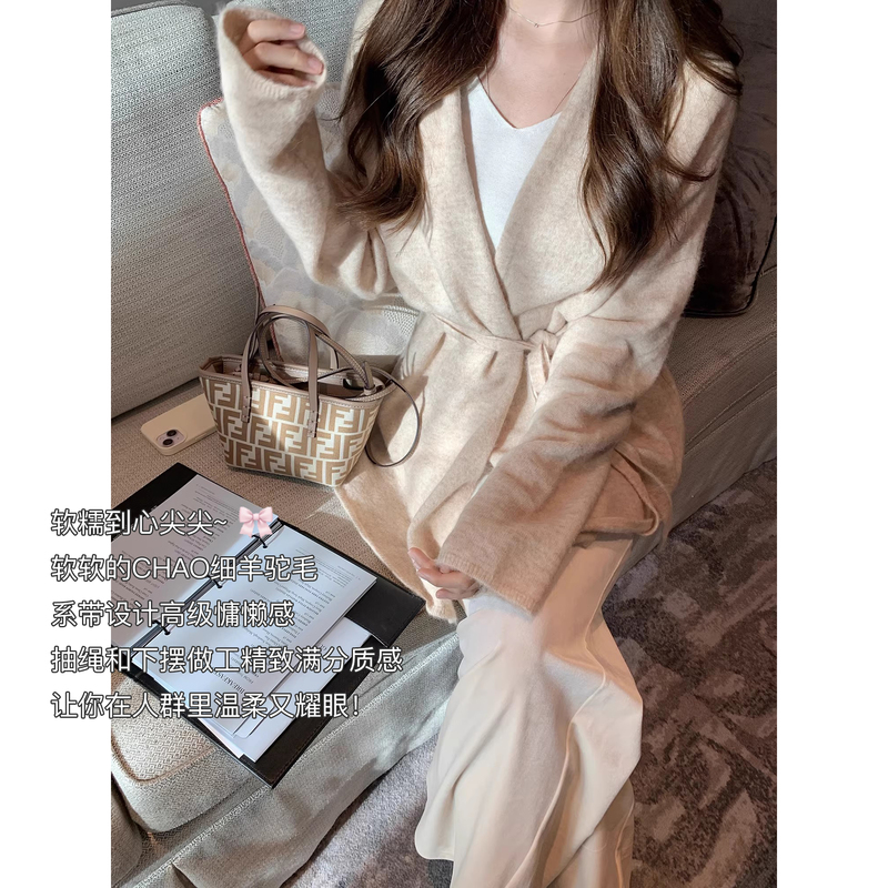 Xu Xuran Madeleine【Soft Velvet】Gentle and Light Alpaca Wool Lazy Knit Cardigan Jacket Xu Xuran Madeleine【Soft Velvet】Gentle and Light Alpaca Wool Lazy Knit Cardigan Jacket