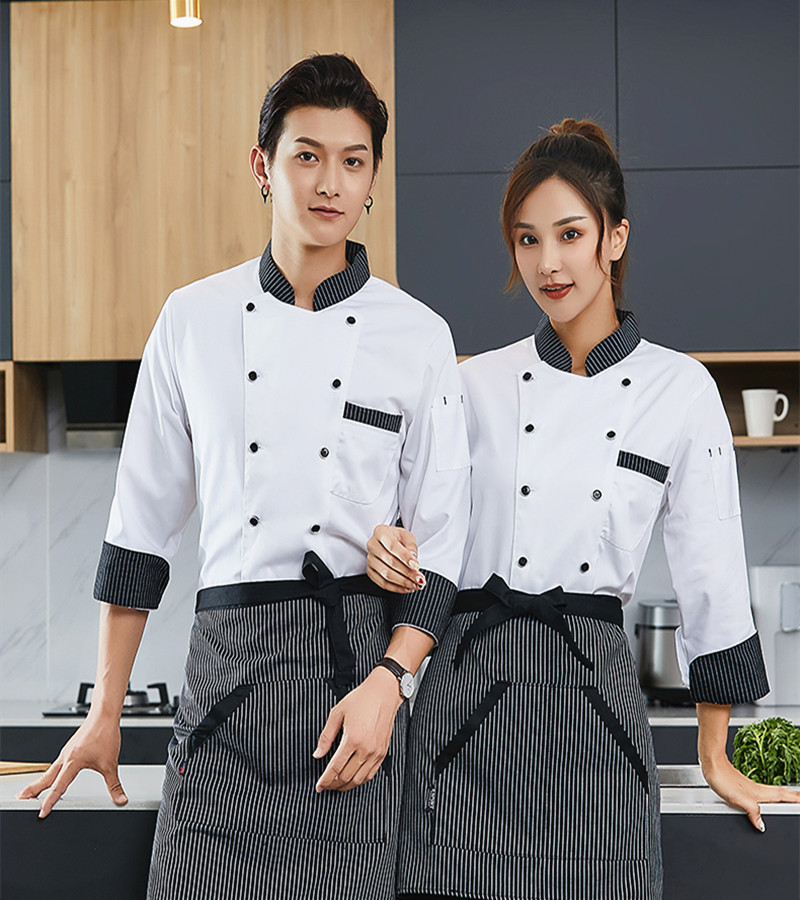 Catering chef clothing men's long-sleeved autumn and winter hotel restaurant canteen rear kitchen women's winter clothing custom short-sleeved