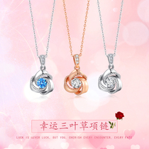 Three Leafy Grass Necklace Woman Light Extravagant DESIGN SENSATION PURE SILVER PENDANT LOCK BONE CHAIN 2022 520 GIFT TO GIRLFRIEND