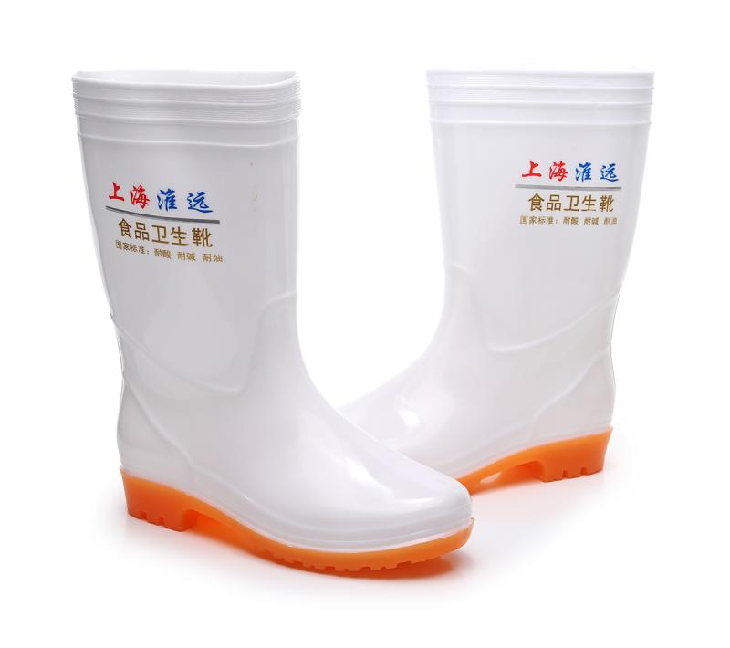 Đàn ông và phụ nữ trong nhà máy giày mưa cao trắng nhà máy thực phẩm giày nước trắng xưởng làm việc dành cho người lớn dày thịt bò gân dưới giày chống trượt ủng cao su