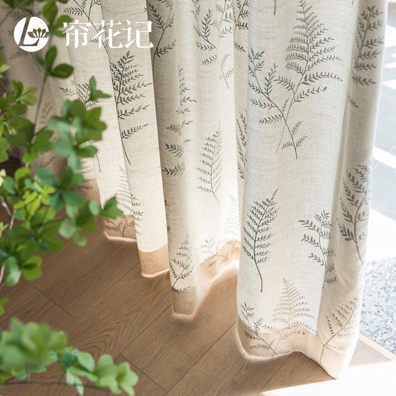Original Innovative Chinese Linen Curtains Beige Master Bedroom 2021 New Bedroom Semi-Shading Living Room Balcony Custom