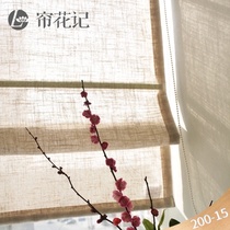 Curtain Flower New Chinese Curtain Japanese Curtain Flax Simple Nordic style cotton and linen transparent transparent Roman curtain