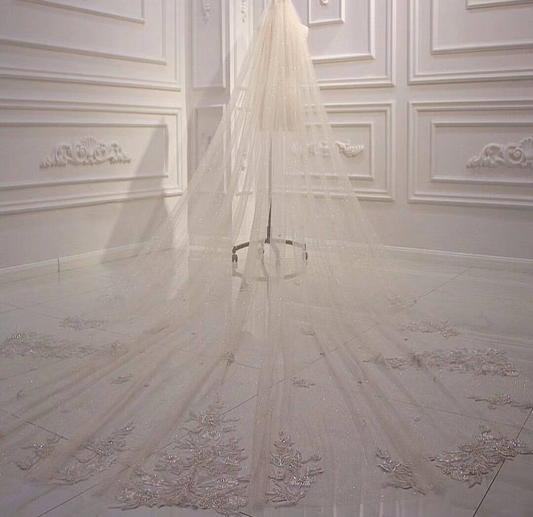 Head yarn net red luminous head yarn wedding ceremony 3 5 long head yarn lace big trailing bride wedding accessories