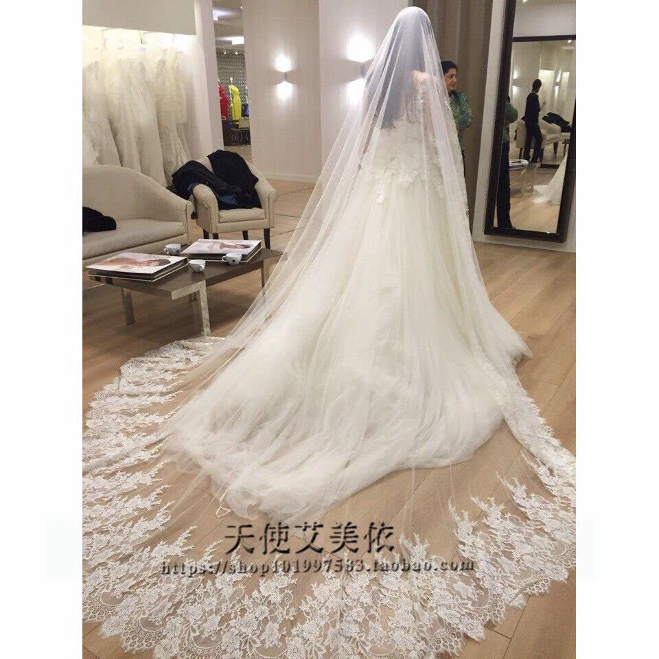 Bridal Wedding Dresses Head Yarn 2017 New Han Style Lace Lace 3 m Super Long Trailing Soft Yarn Wedding Photo-Head Yarn
