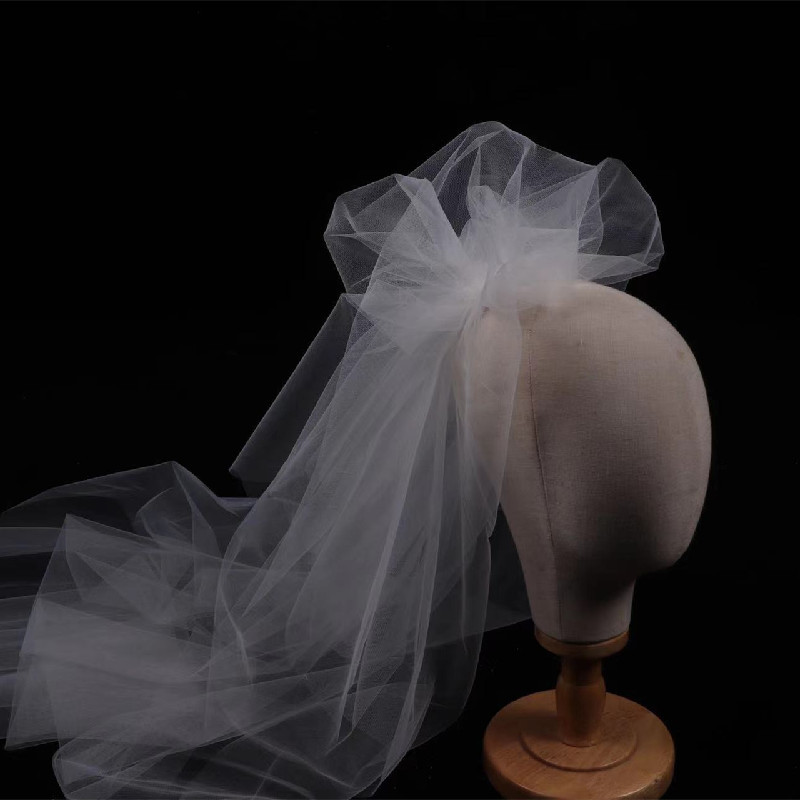 New Fairy-Like Floral French-Style Puffy Tulle Veil, Cloud-Like Veil, Sheer Light Veil, Bridal Travel Photo Shoot Sample Headpiece