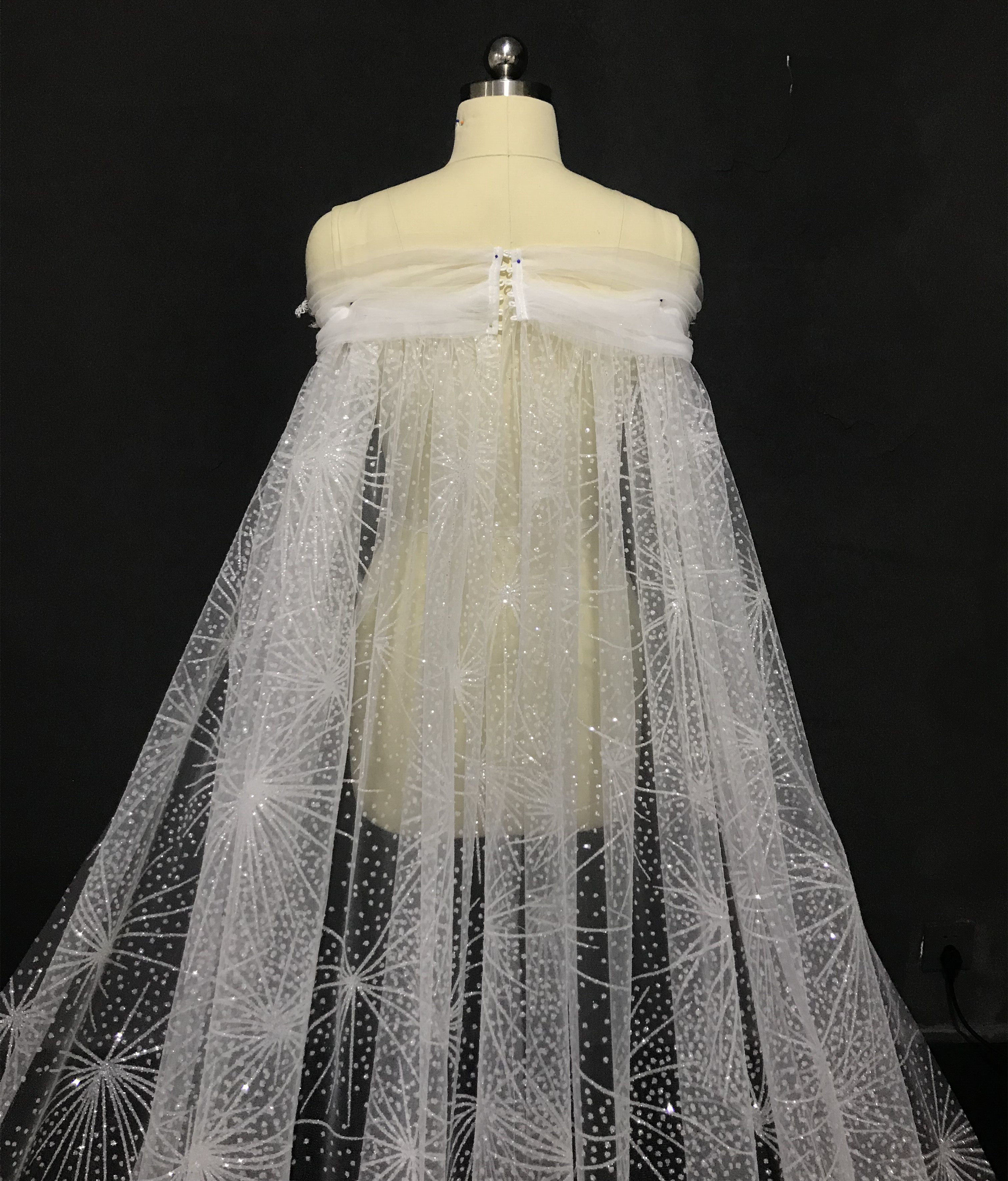 Air field style net red luminous veil Bridal wedding shawl yarn long version of the tail wedding dress accessories