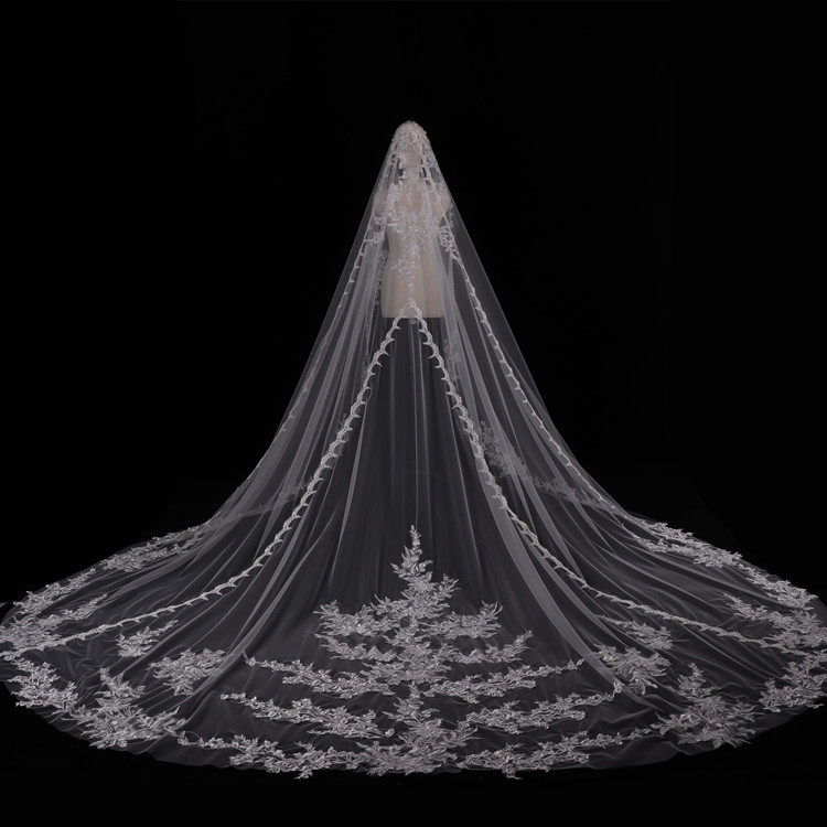 (Palace Lace) extravagant retro bridal bride wedding ceremony Head yarn Long version trailing wedding dress photo Photo accessories