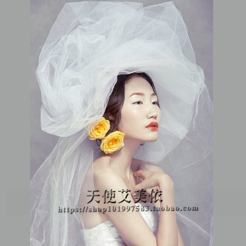 New wedding dresses head yarn bridal grit styling for hard yarn photos in Korean style white reinforcement hardnet nude yarn vegan yarn