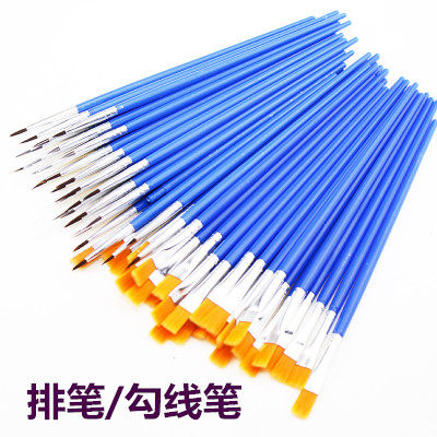 Platoon Pen small flat head oil paintbrush Painted Paintbrush Blue Pole Platoon Pens Children Paintbrush Propylene Paintbrush Hook Pen